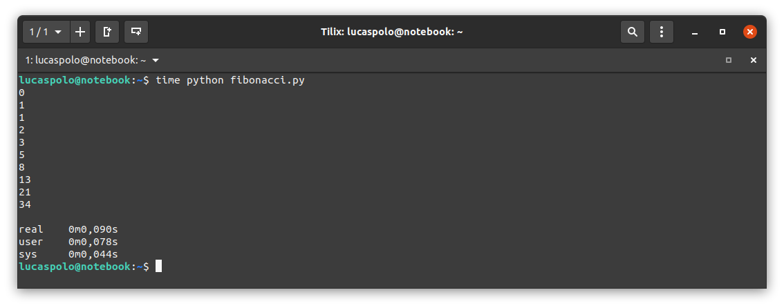 time python fibonacci.py